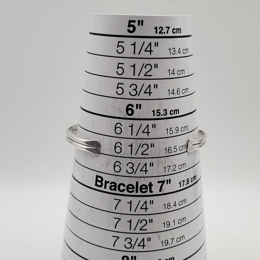 Sterling Silver 925 Vintage Wire Twist Detail Petite Cuff Bracelet Signed PJP - Picture 9 of 10